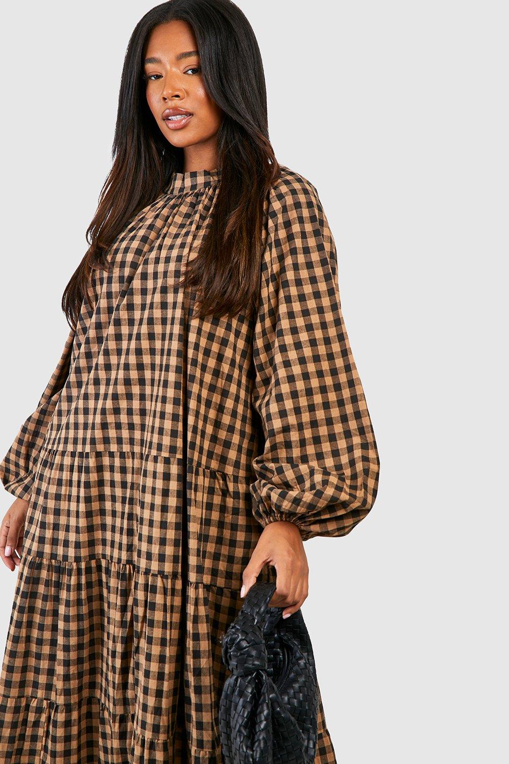 Boohoo gingham dress best sale