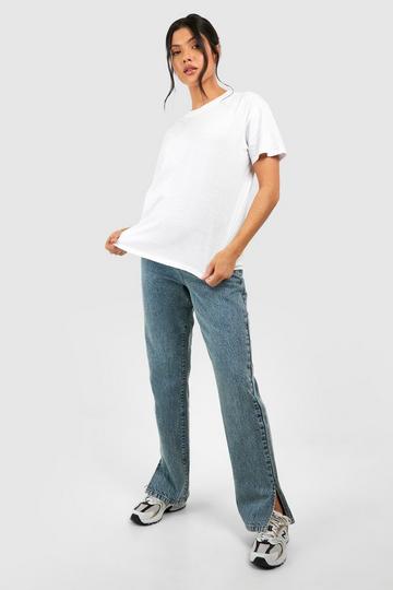 Maternity Over Bump Split Hem Straight Jean vintage wash