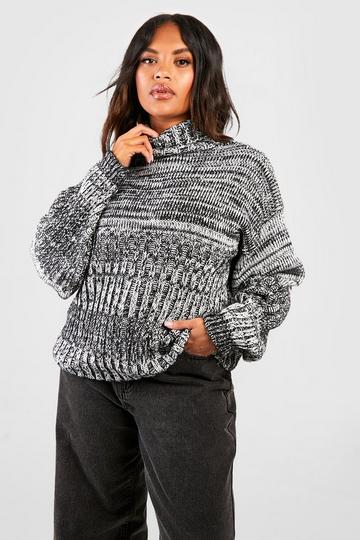 Plus Ribbed Detail Chunky Sweater black