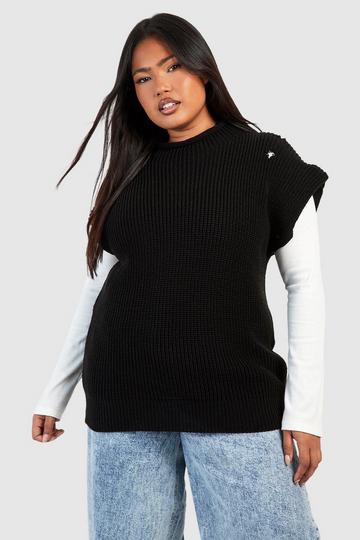 Grande taille - Pull oversize sans manches black