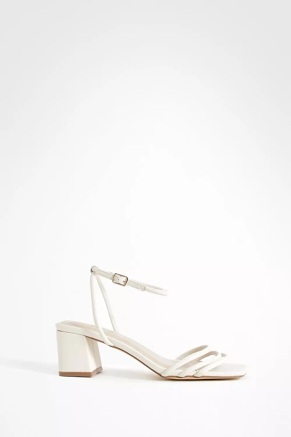 Ecru Wide Fit Square Toe Triple Strap Low Block Heel Sandals alternative image