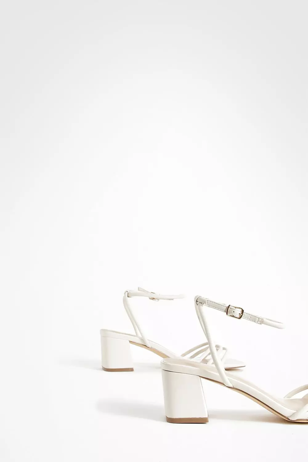 Ecru Wide Fit Square Toe Triple Strap Low Block Heel Sandals alternative image