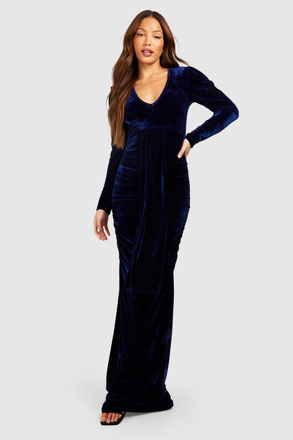 Long sleeve velvet maxi hotsell dress uk