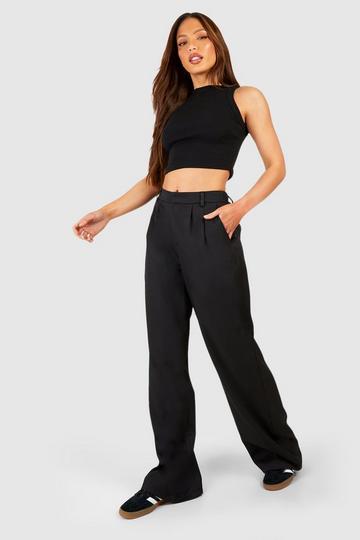 Tall Getailleerde Wide Leg Broek black