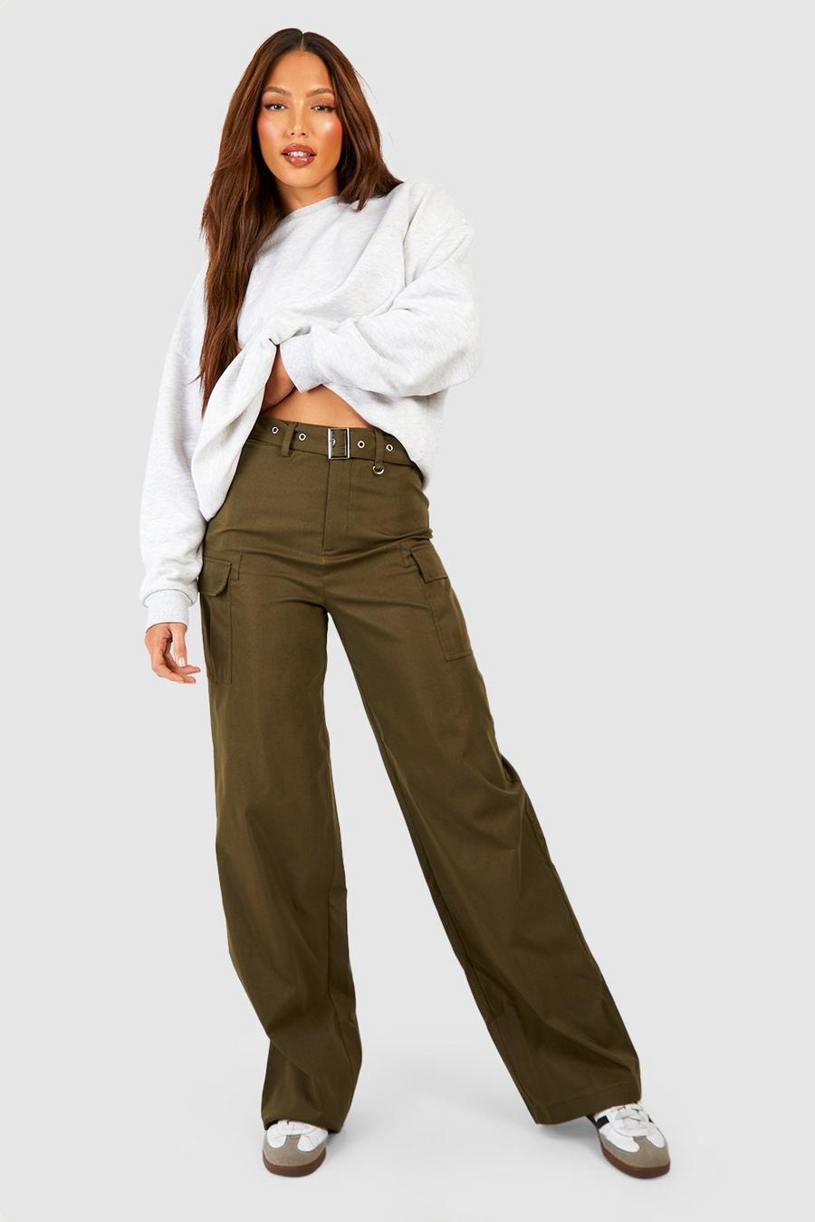 NEW LADIES WIDE LEG CARGO COMBAT STRETCH CASUAL TROUSERS WOMENS