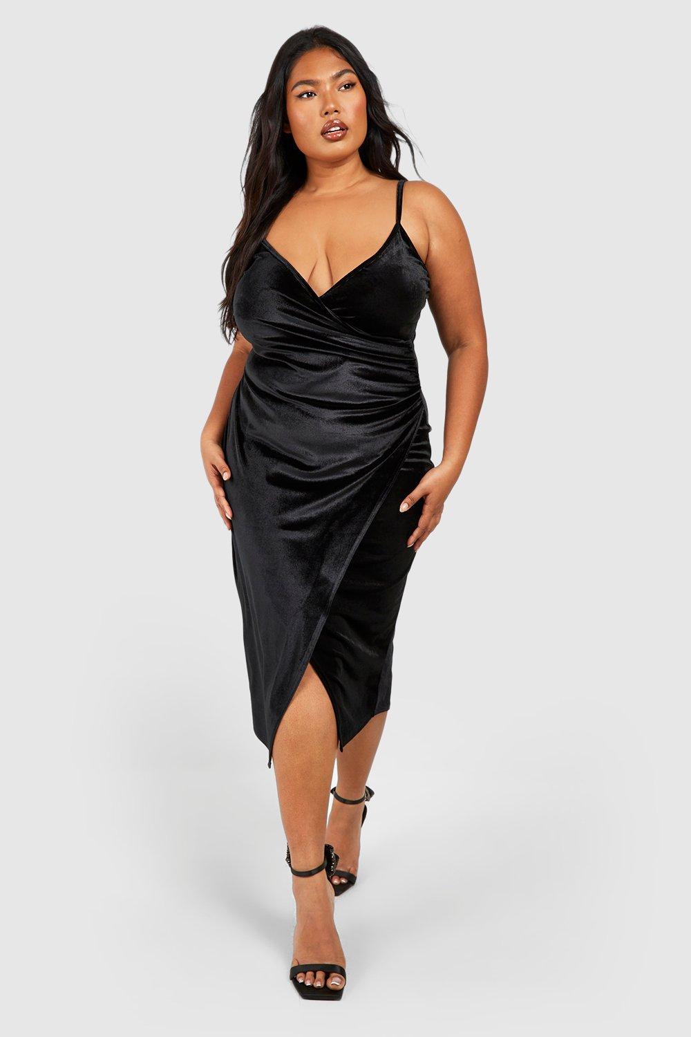 Velvet black hot sale wrap dress