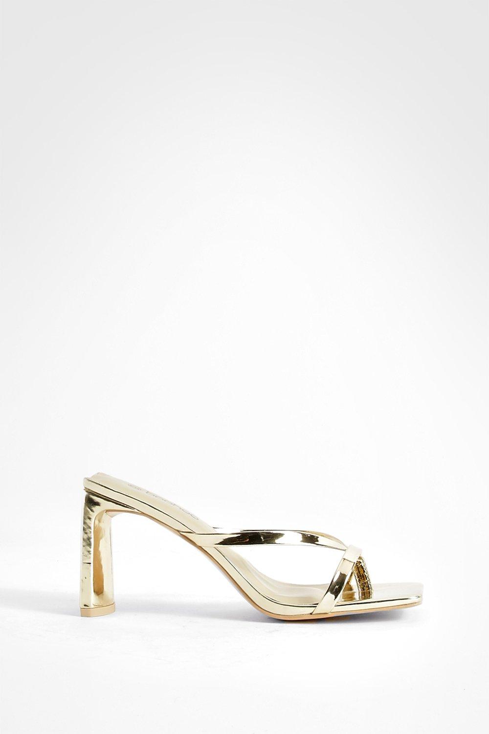 Gold open best sale toe mules