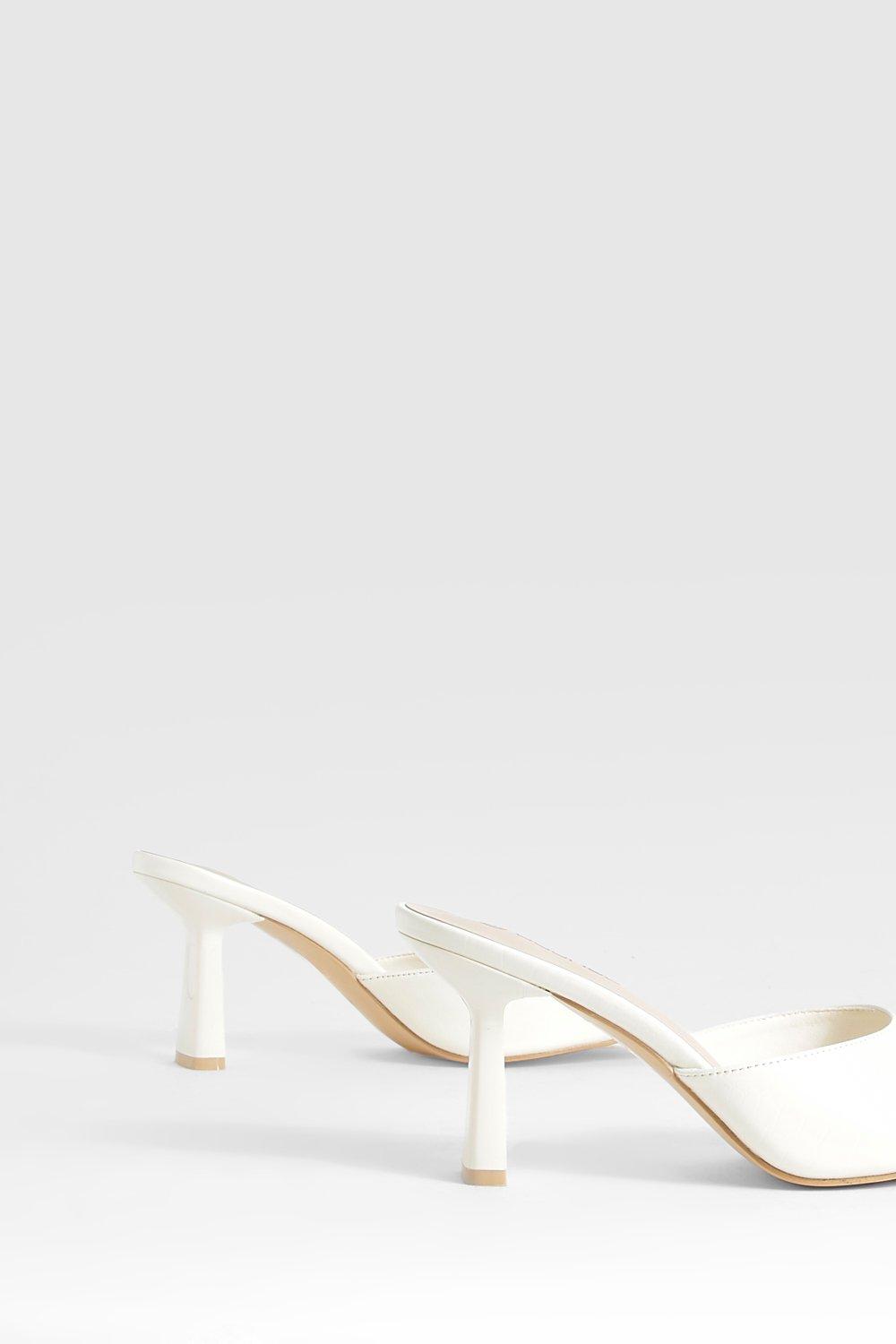 White kitten hot sale heel mules