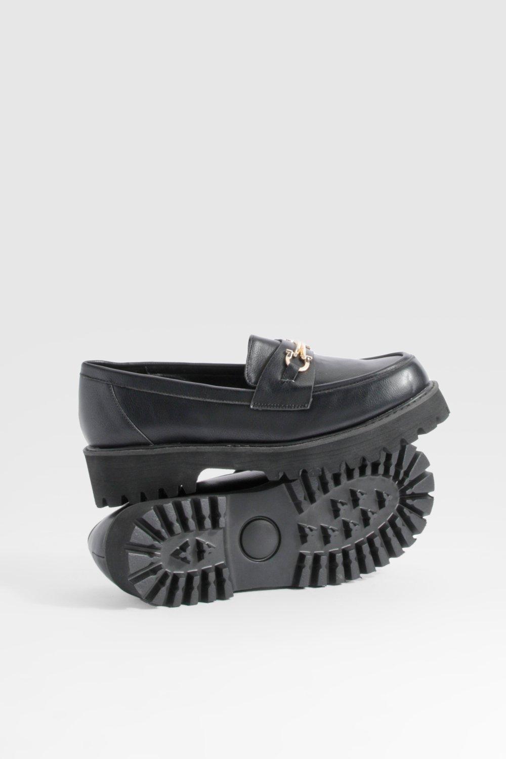 Black loafers wide fit clearance