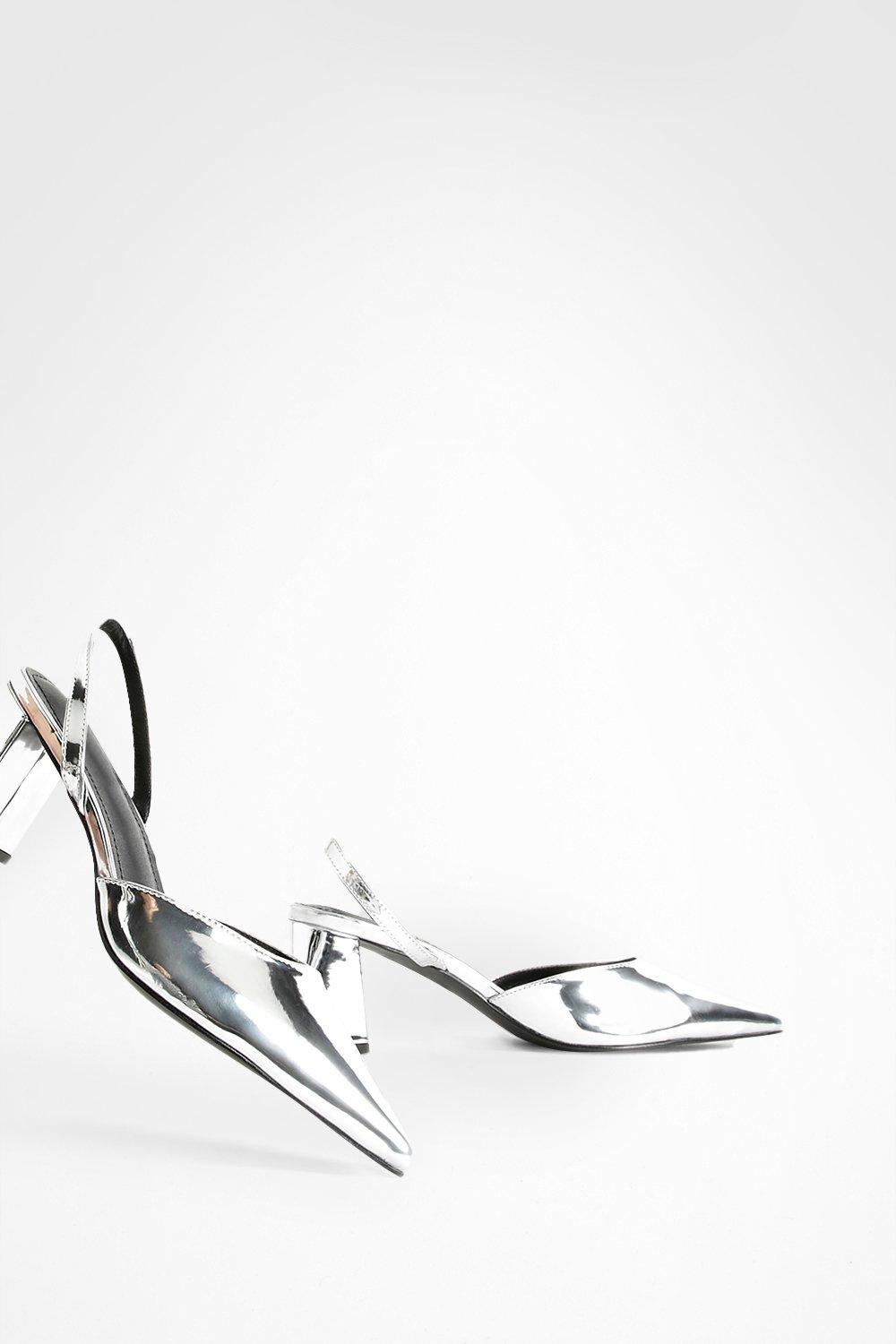 Wide Width Metallic Patent Block Heel Pumps