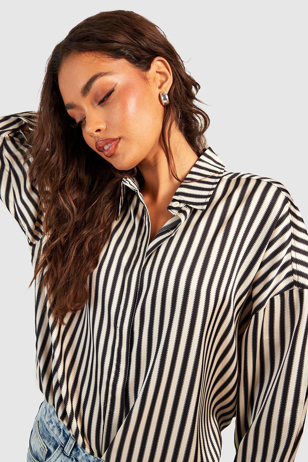 Satin Stripe Drop Shoulder Shirt