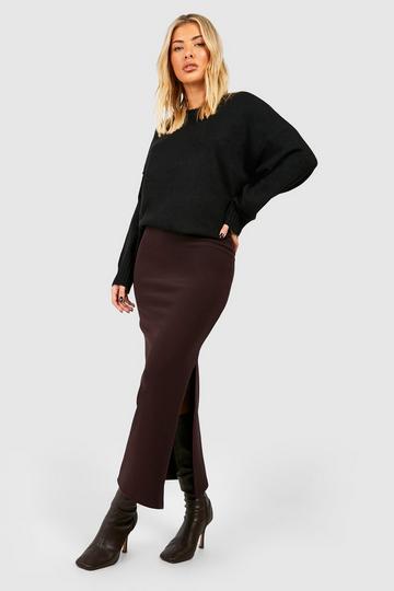 Compact Rib Midi Skirt burgundy