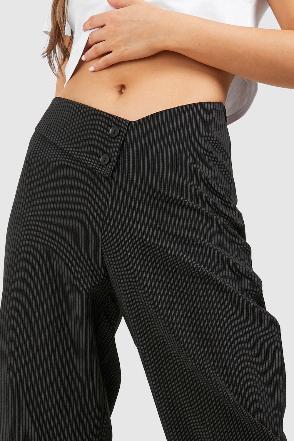 Pinstripe Waistband Detail Pants