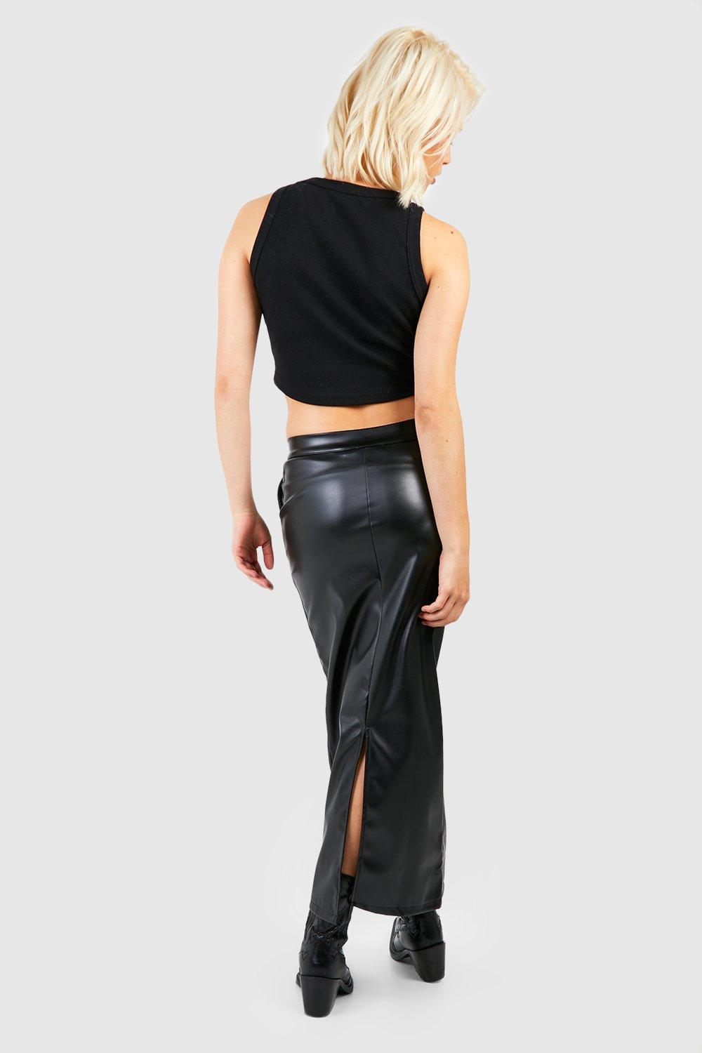 Leather midi hotsell skirt boohoo