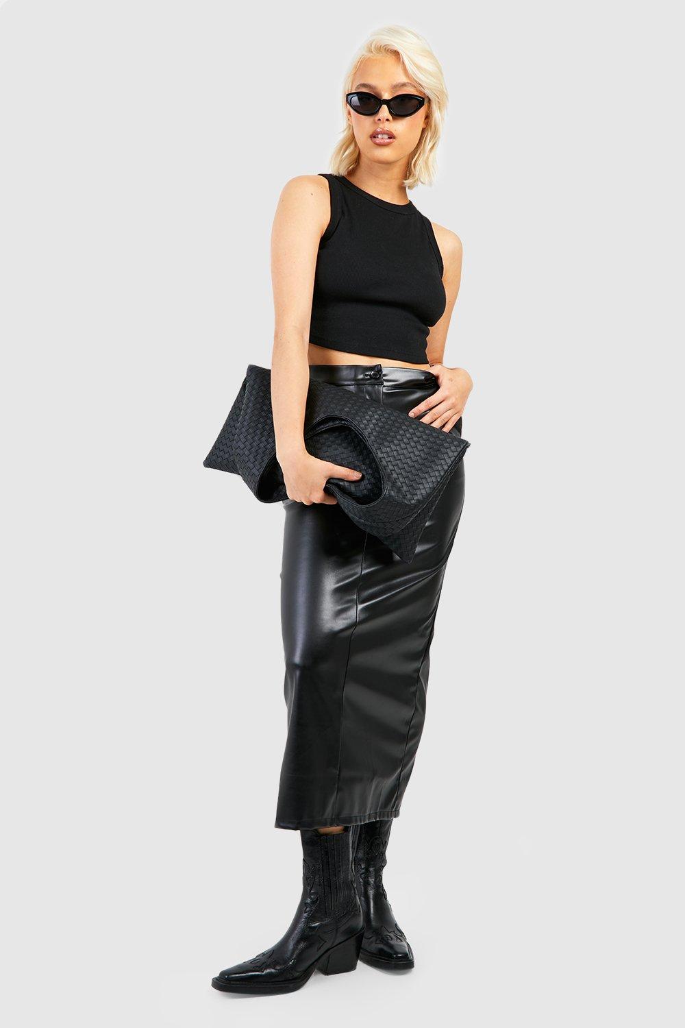 Faux leather clearance pencil skirt boohoo