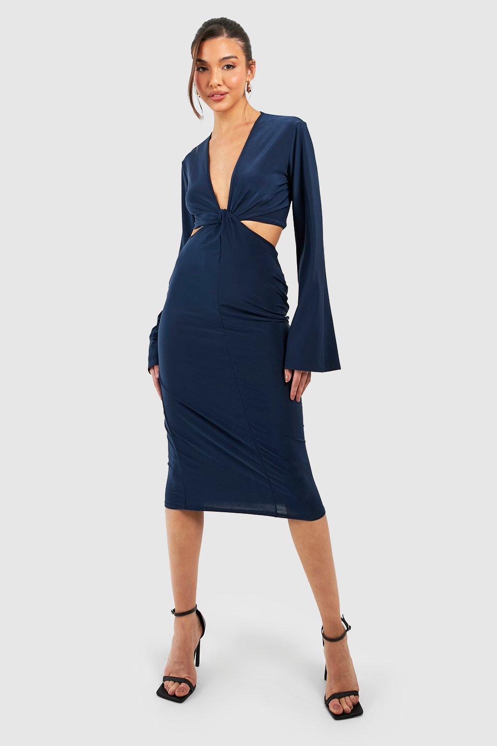 Navy twist shop front dress