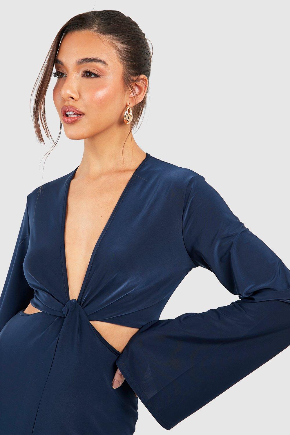 Navy blue dress boohoo best sale