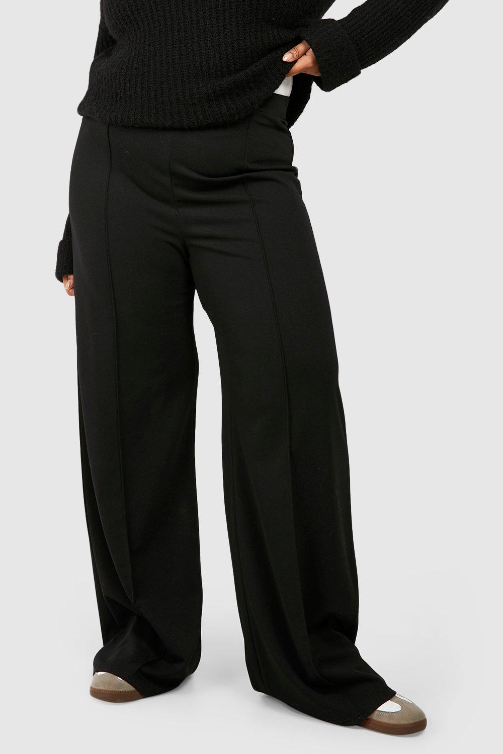 Plus Crepe Seam Detail Straight Leg Trouser