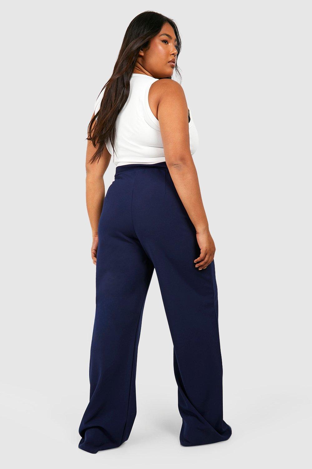 Plus size navy wide leg trousers best sale