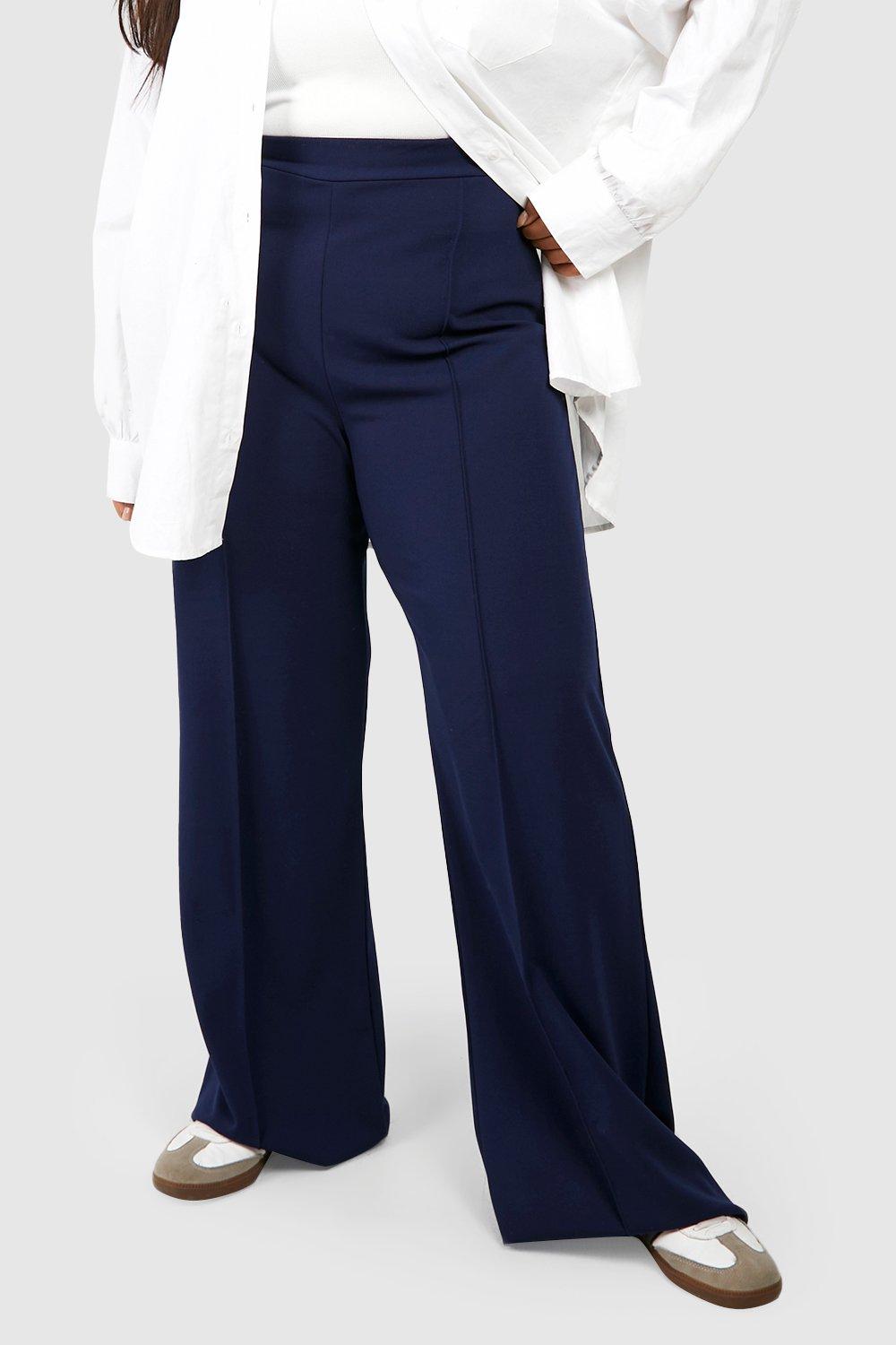 Navy Crepe Straight Leg Pant