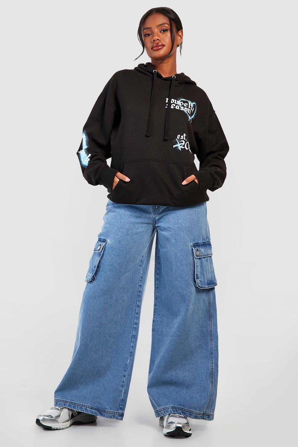 Nouvelle Season Graffiti Slogan Oversized Hoodie boohoo