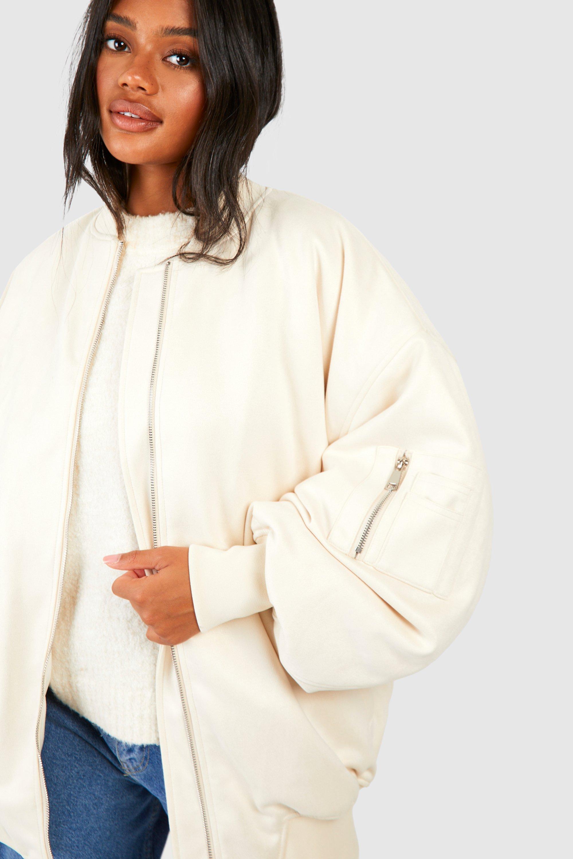 Cream faux suede on sale jacket