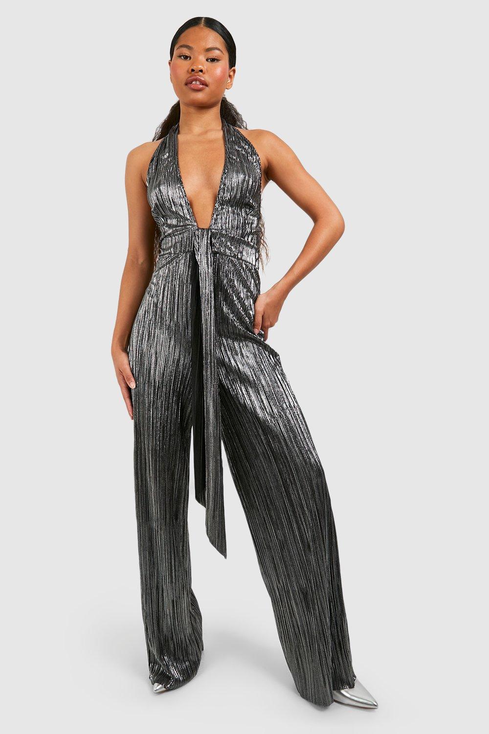 Plunging neckline cheap jumpsuit