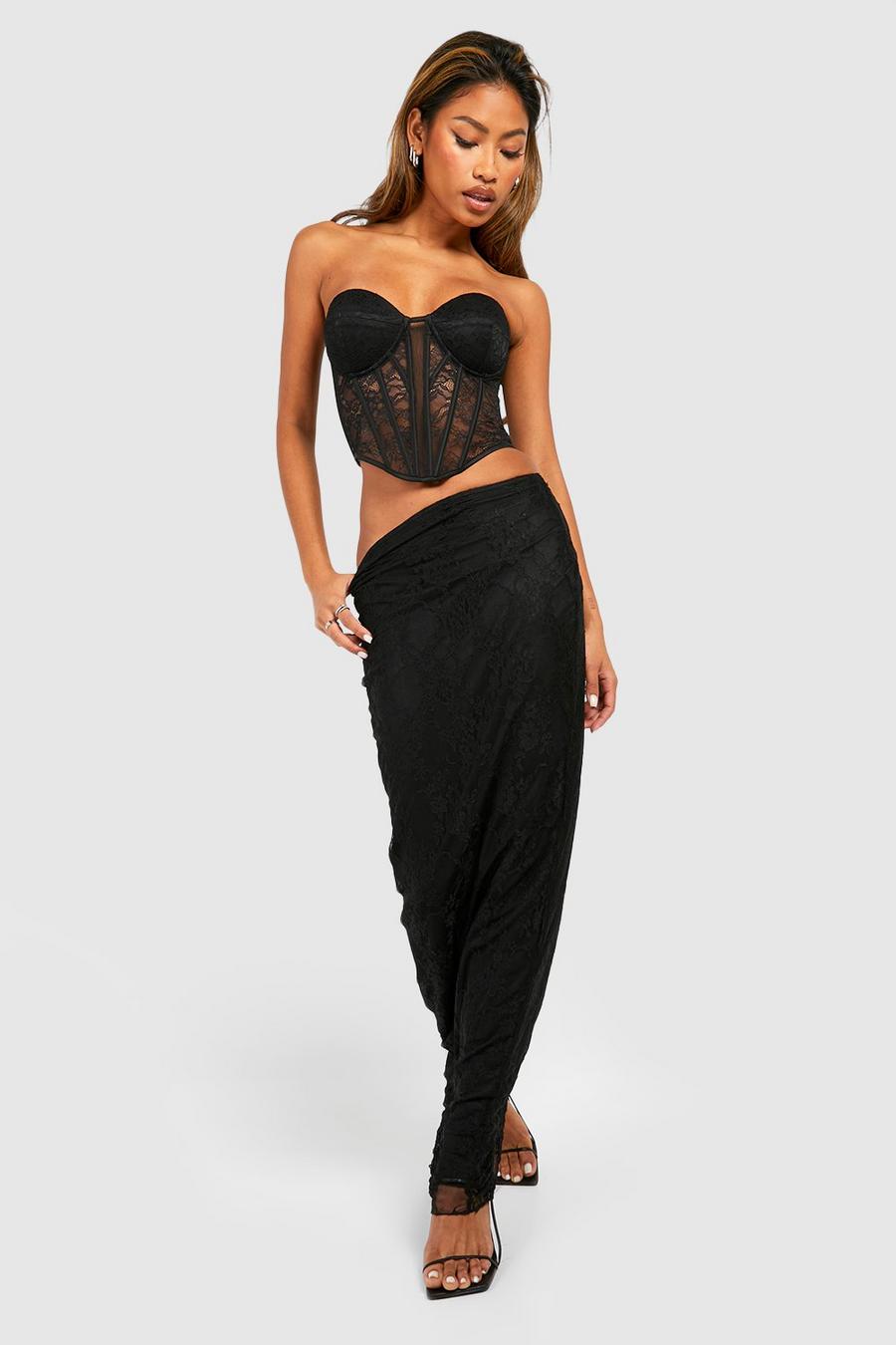 Black Lace Midaxi Skirt image number 1