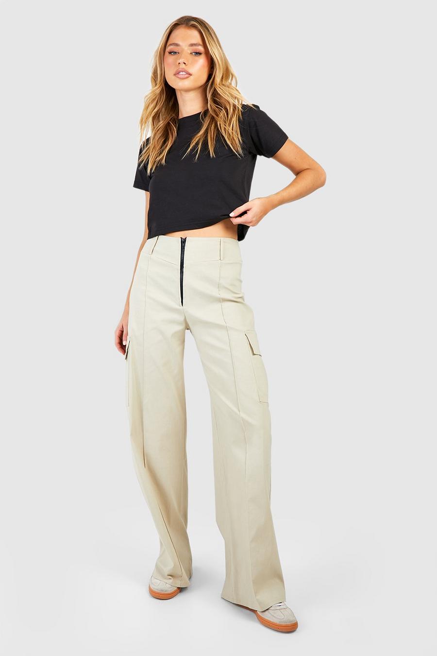 Stone High Waist Utility Trouser image number 1