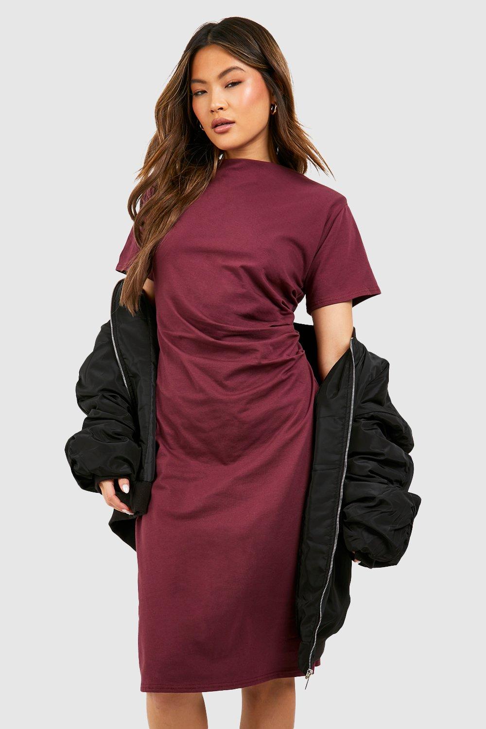 Burgundy t shirt dress sale