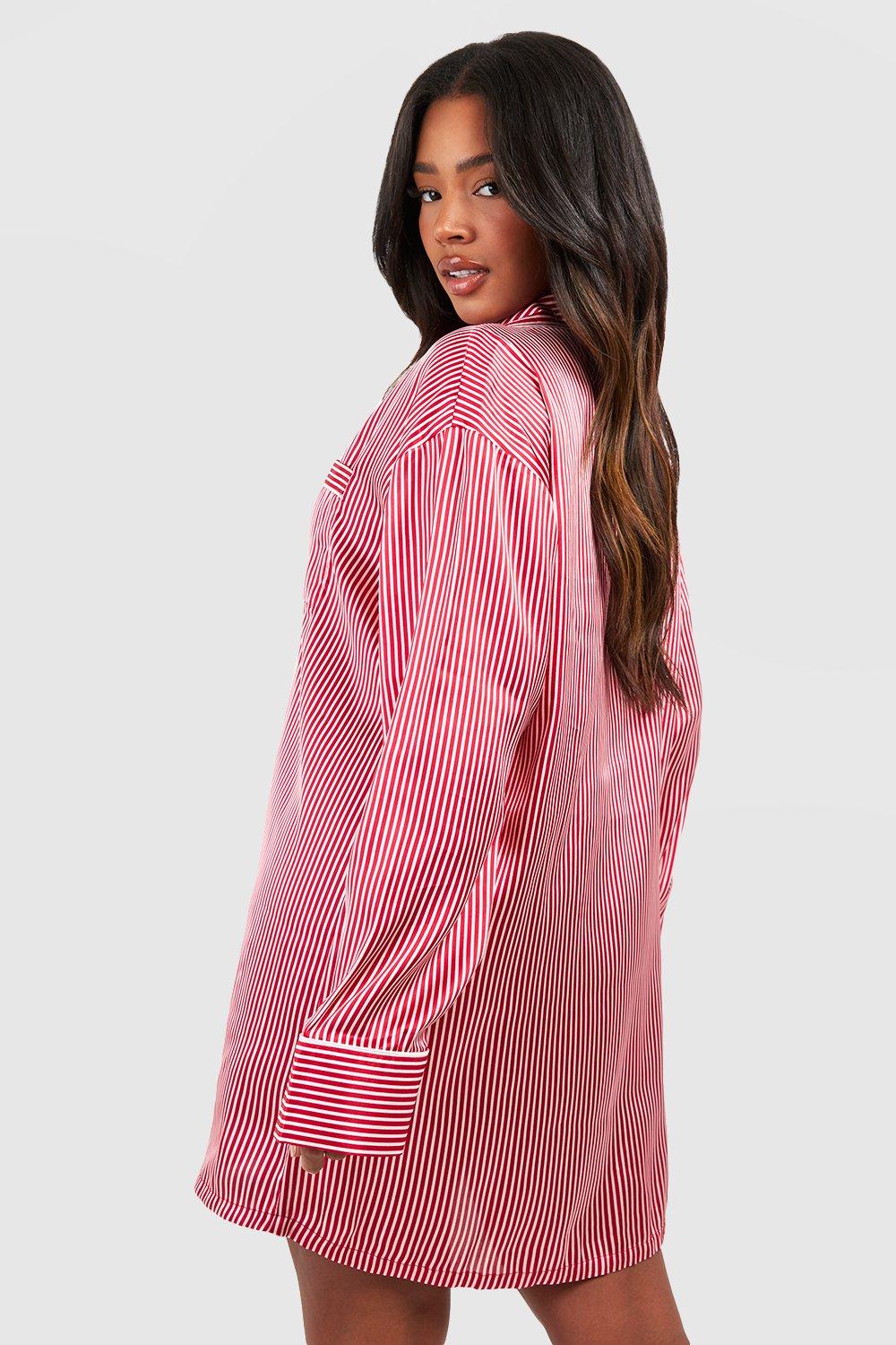 Plus Oversized Stripe Pj Night Shirt boohoo