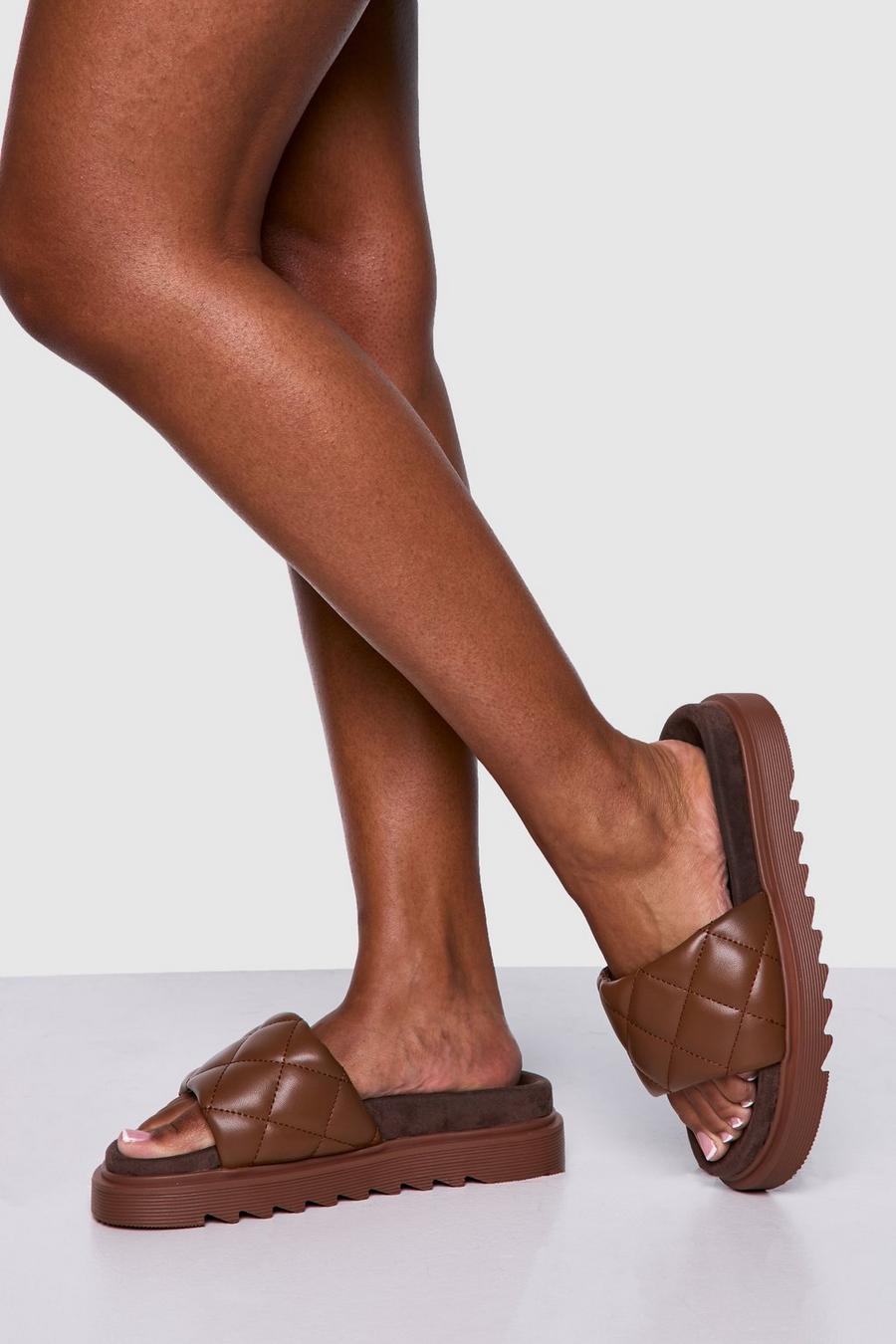Chocolate Quilted Chunky Sliders image number 1