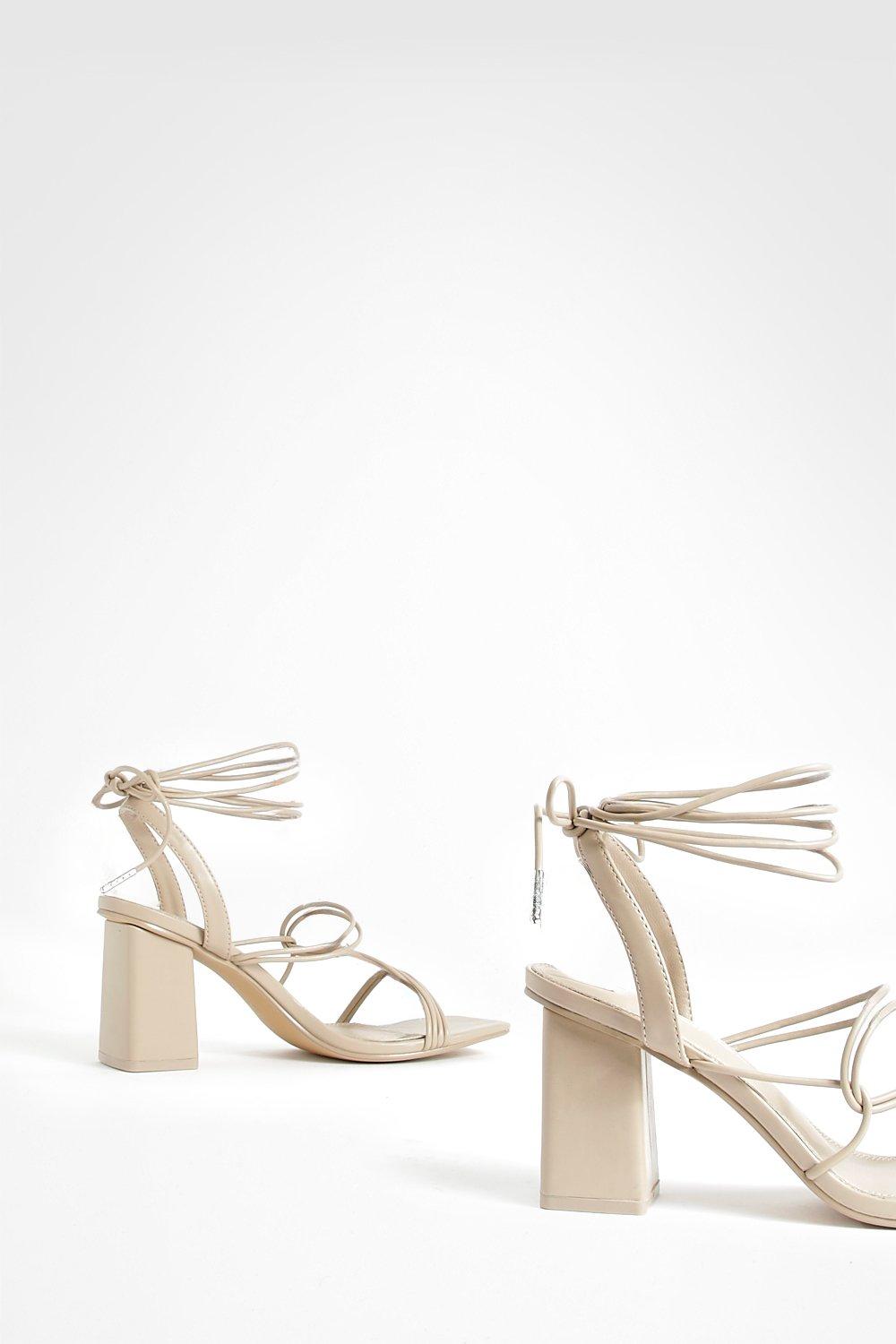 Tonal Sole Wrap Up Block Heels boohoo