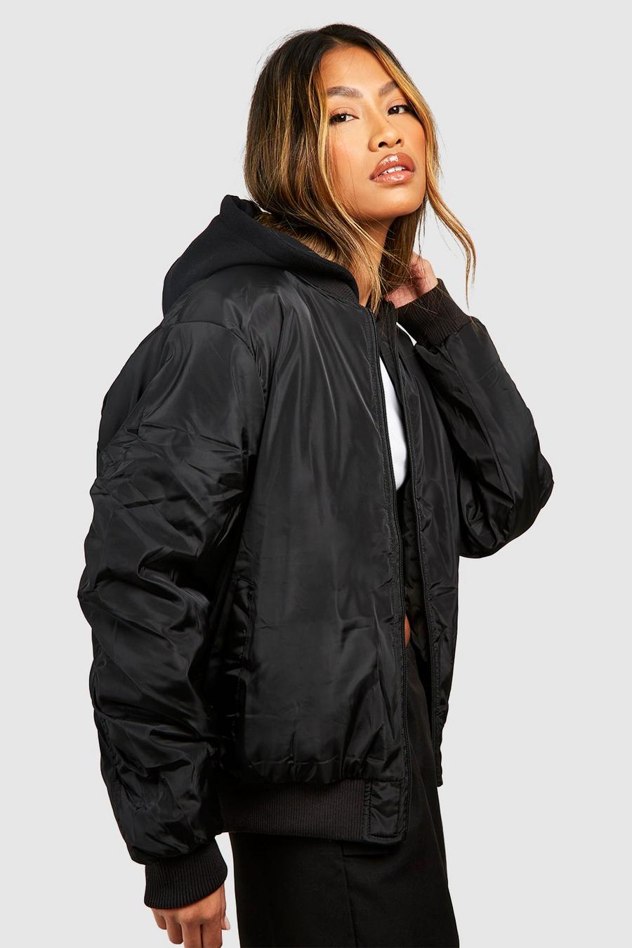 Women's Hooded Bomber Jacket | Boohoo UK