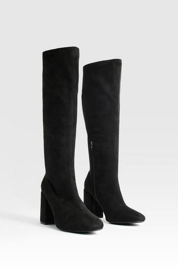 Wide Width Stretch Knee High Boots black