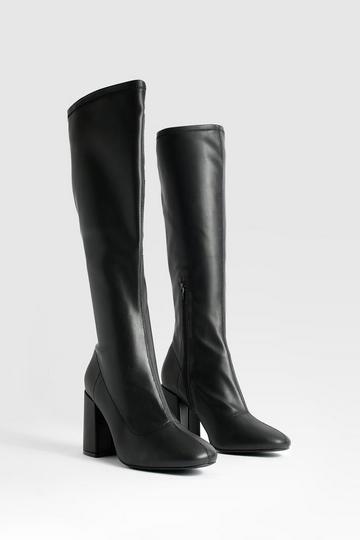 Wide Fit Stretch Knee High Boots black