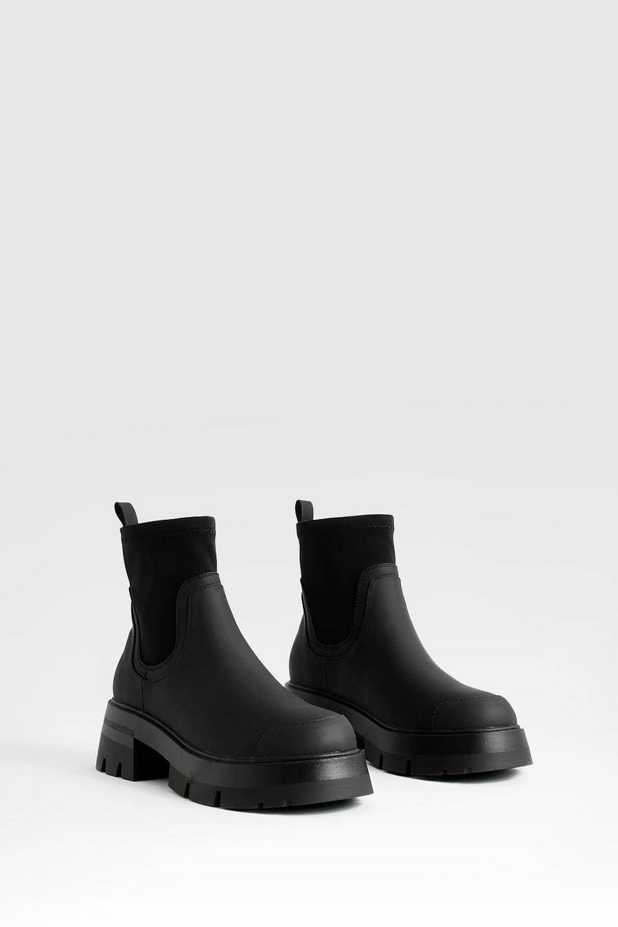 Black Wide Fit Neoprene Panel Chelsea Boots image number 1