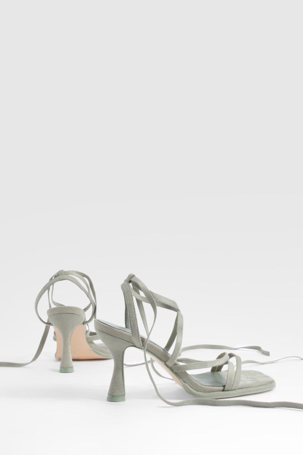 Khaki strappy outlet heels