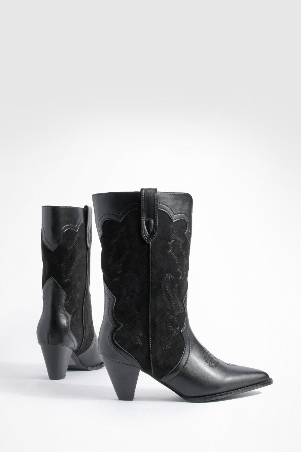 Black embroidered booties sale