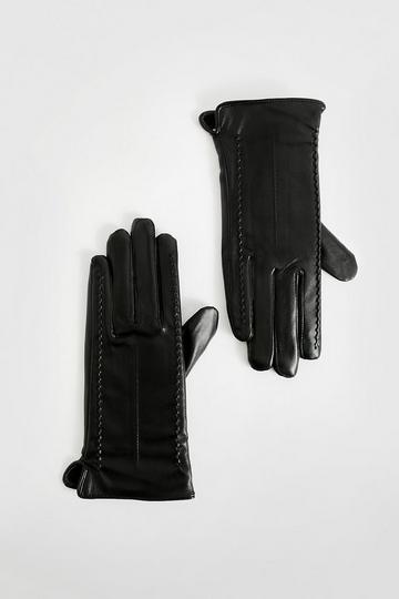 Black Pu Seam Detail Gloves