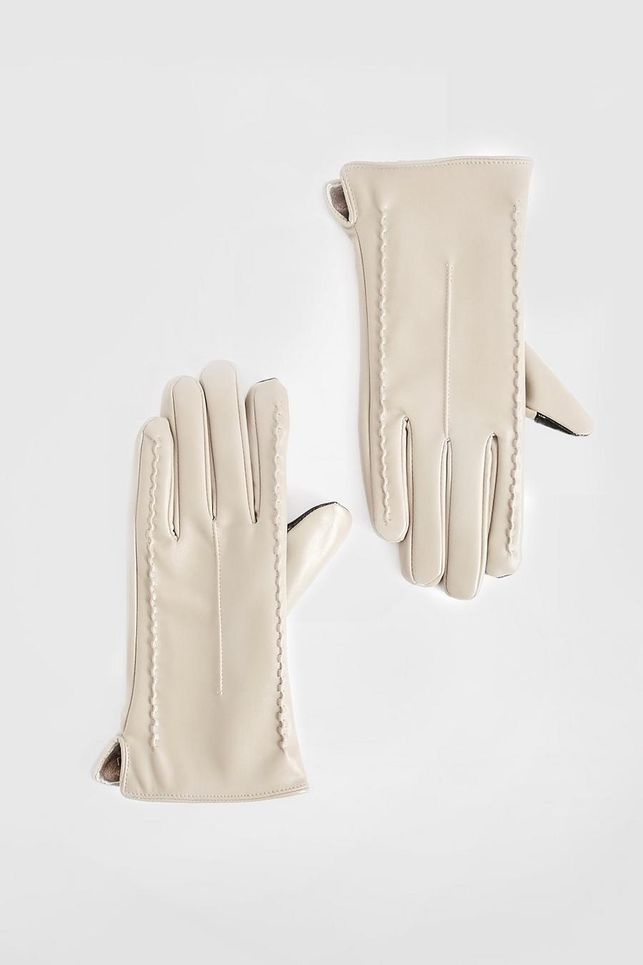 Ivory Pu Seam Detail Gloves  image number 1