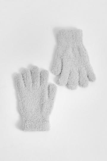 Grey Fluffy Gloves