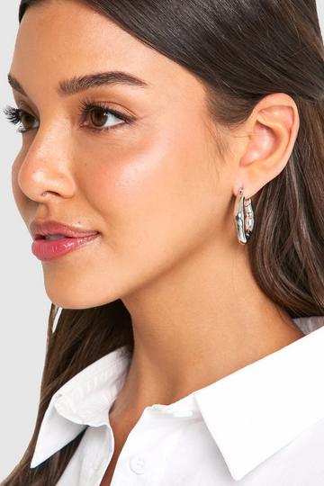 Silver Chunky Abstract Hoop Earrings