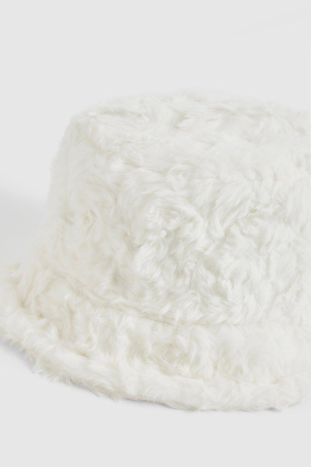 Faux Fur Bucket Hat - Ivory