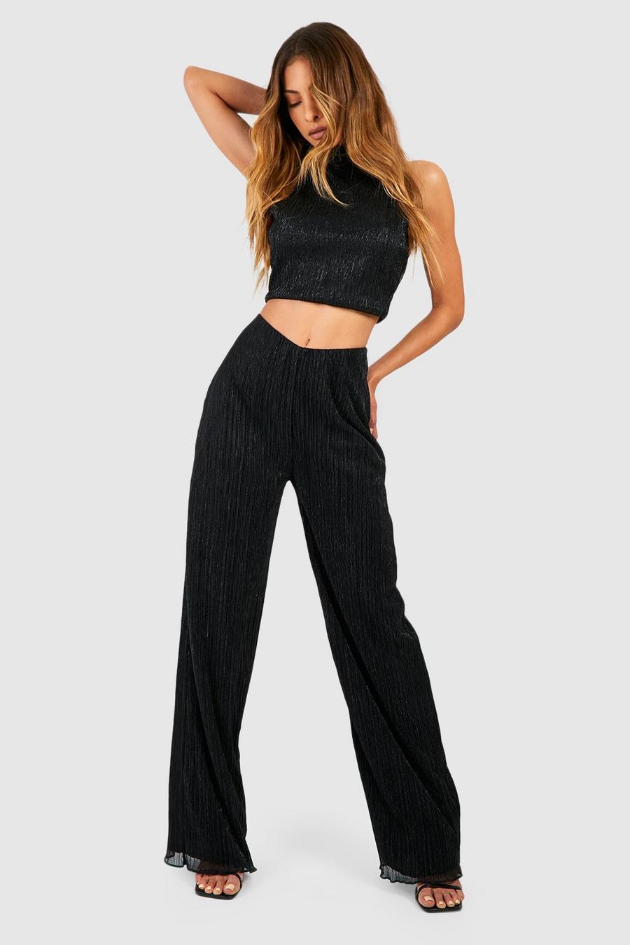 Pantalon droit pailleté, Black