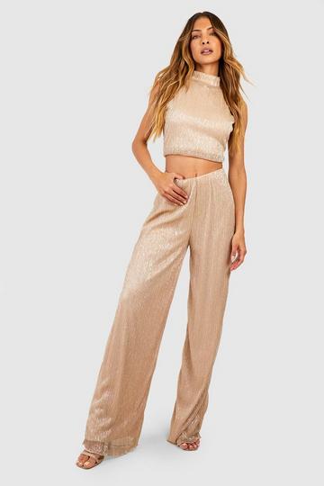 Glitter Straight Leg Trousers champagne