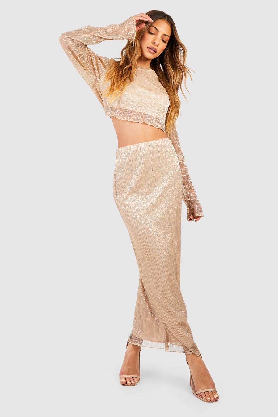 Champagne Glitter Maxi Rok image number 1