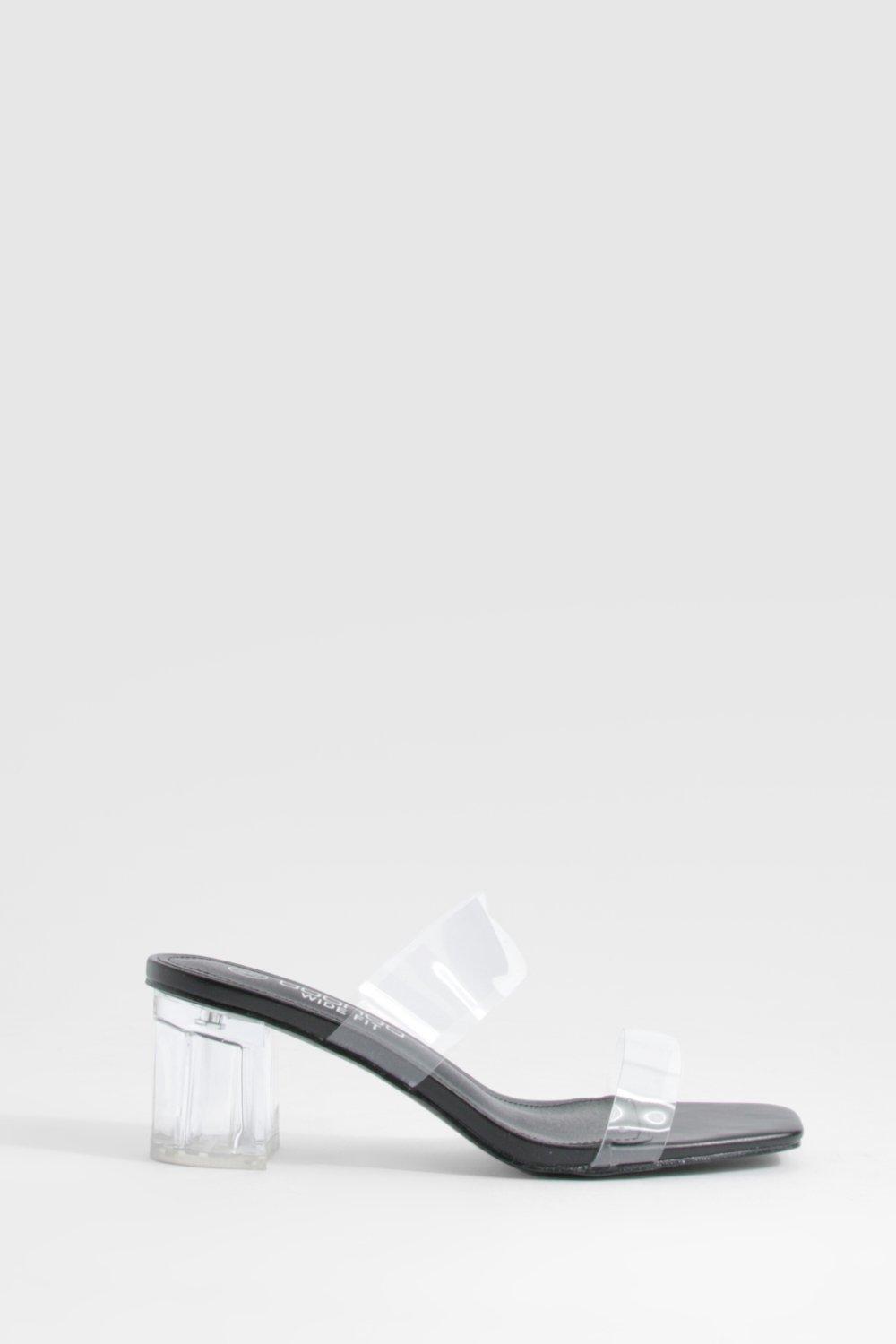 Clear mules cheap block heel