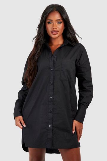 Oversized Cotton Shirt Dress black