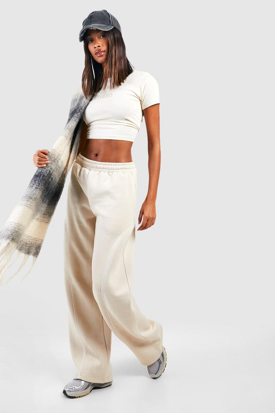 Stone Oversized Slouchy Piping Wide Leg Track Pants image number 1